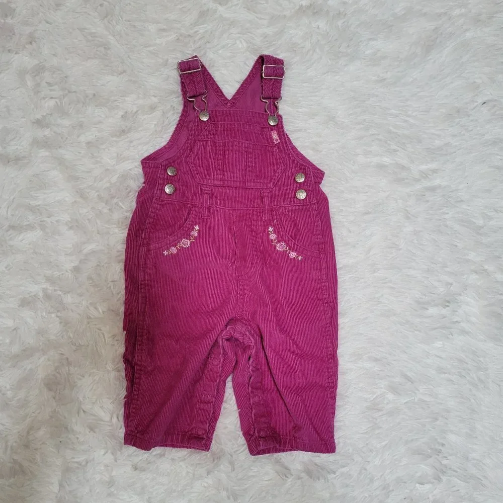 The Children's Place Corduroy Pink Overall with Floral Embroidery - Size 3-6 mo